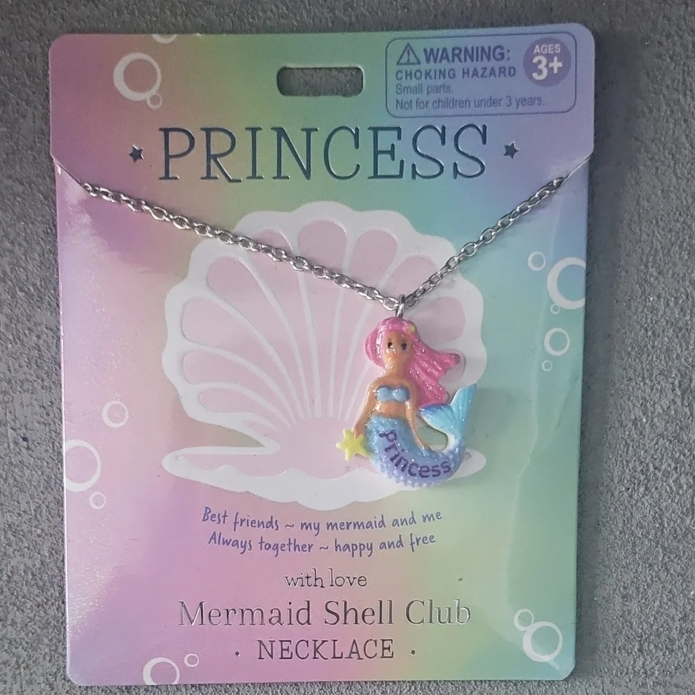 Princess Mermaid Necklace for Kids - Pink and Blue